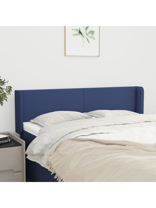 Čelo postele typu ušák modré 147 x 16 x 78/88 cm textil
