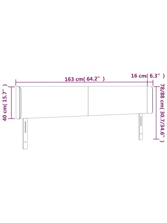 Čelo postele typu ušák tmavě šedé 163x16x78/88 cm textil