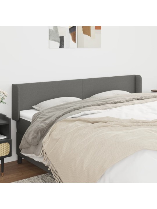 Čelo postele typu ušák tmavě šedé 203x16x78/88 cm textil