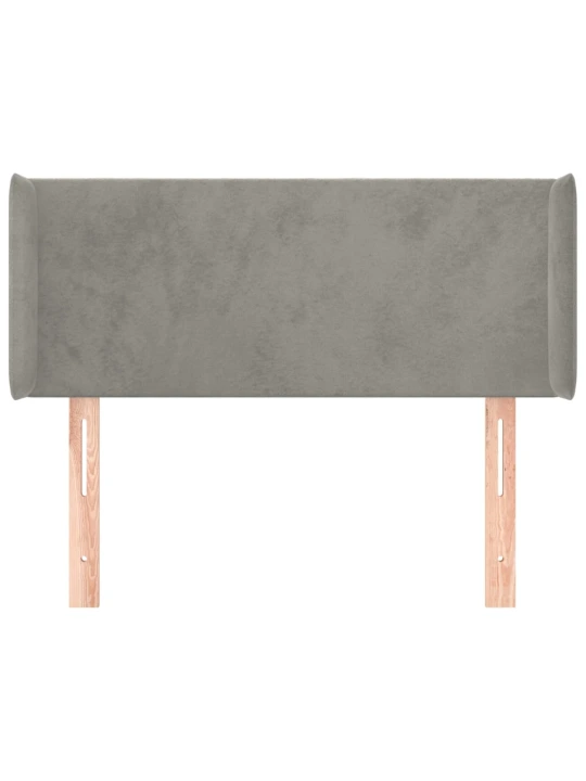 Čelo postele typu ušák světle šedé 83x16x78/88 cm samet