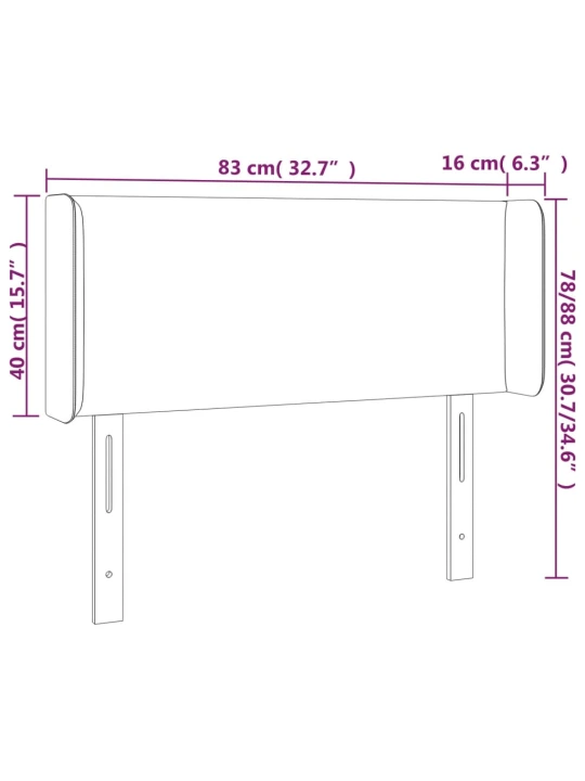 Čelo postele typu ušák světle šedé 83x16x78/88 cm samet