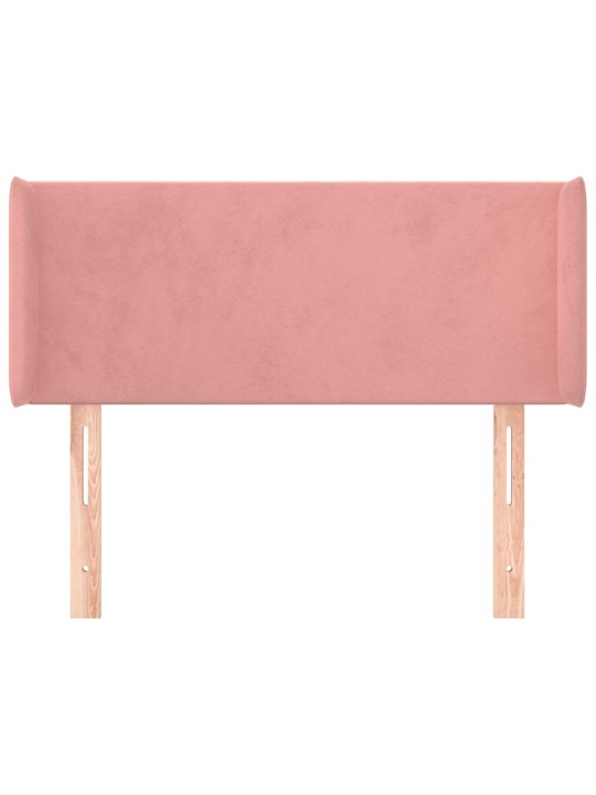 Čelo postele typu ušák růžová 83 x 16 x 78/88 cm samet