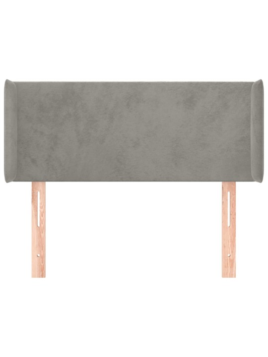 Čelo postele typu ušák světle šedé 93x16x78/88 cm samet
