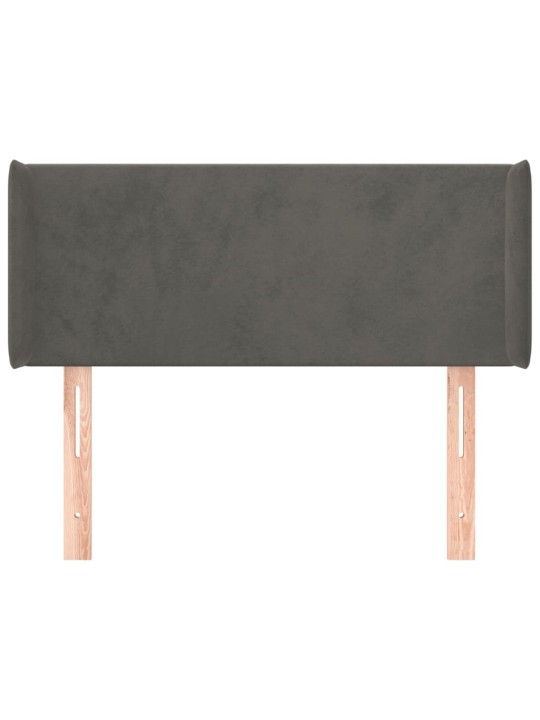 Čelo postele typu ušák tmavě šedé 93x16x78/88 cm samet