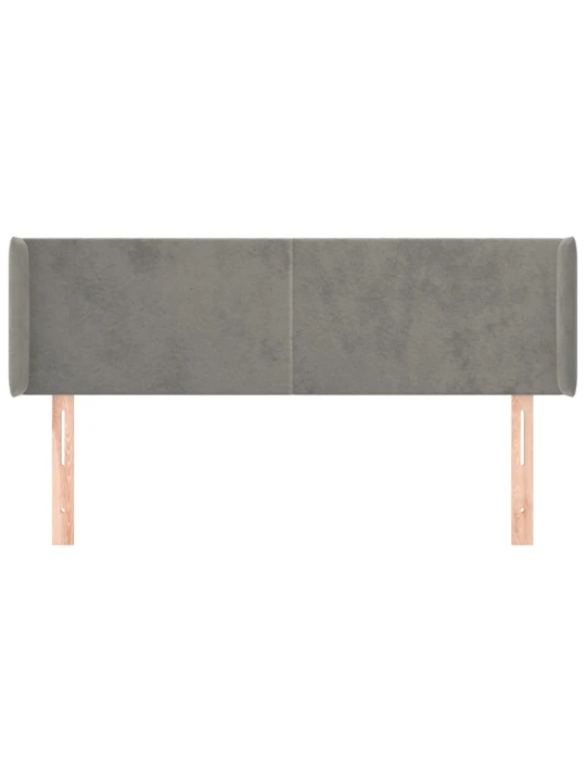 Čelo postele typu ušák světle šedé 147x16x78/88 cm samet