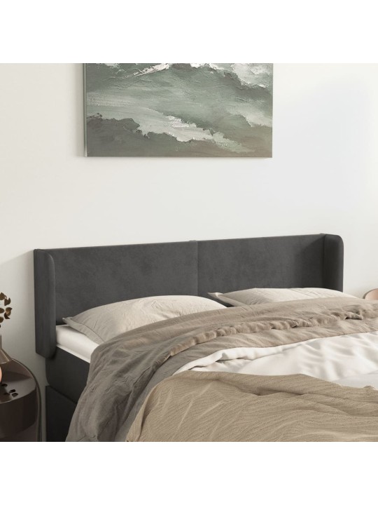 Čelo postele typu ušák tmavě šedé 147x16x78/88 cm samet