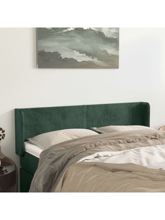 Čelo postele typu ušák tmavě zelená 147x16x78/88 cm samet