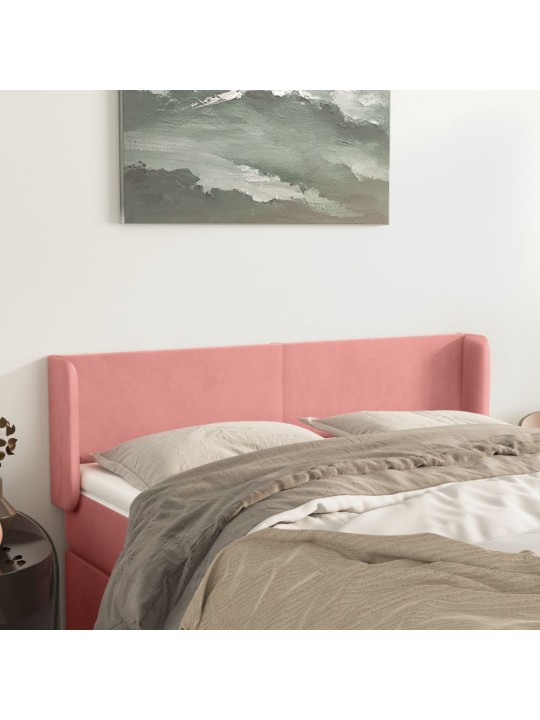 Čelo postele typu ušák růžová 147x16x78/88 cm samet