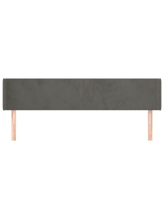 Čelo postele typu ušák tmavě šedé 163x16x78/88 cm samet