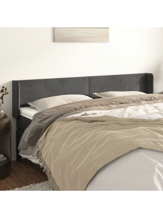 Čelo postele typu ušák tmavě šedé 163x16x78/88 cm samet