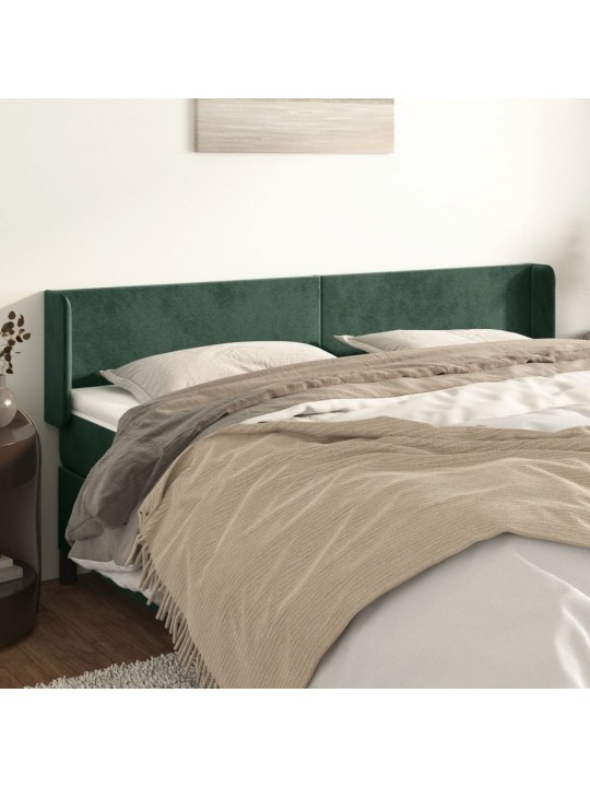 Čelo postele typu ušák tmavě zelená 163x16x78/88 cm samet