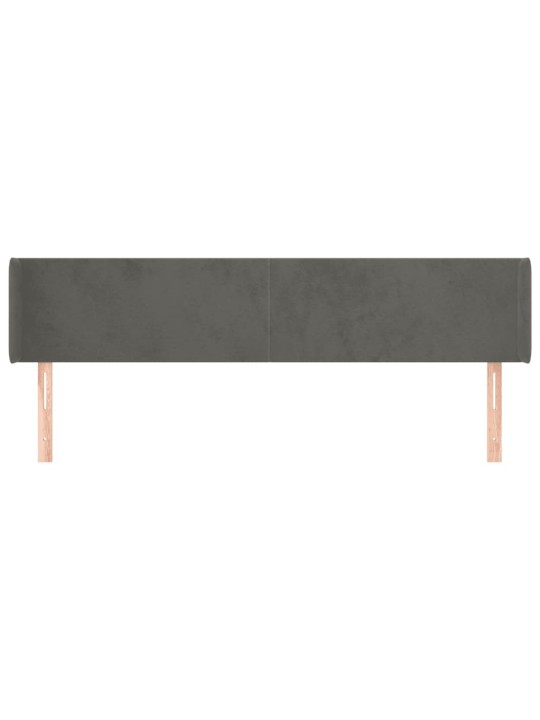 Čelo postele typu ušák tmavě šedé 183x16x78/88 cm samet