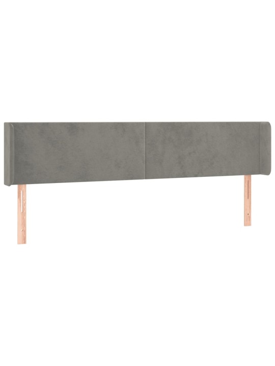 Čelo postele typu ušák světle šedé 203x16x78/88 cm samet