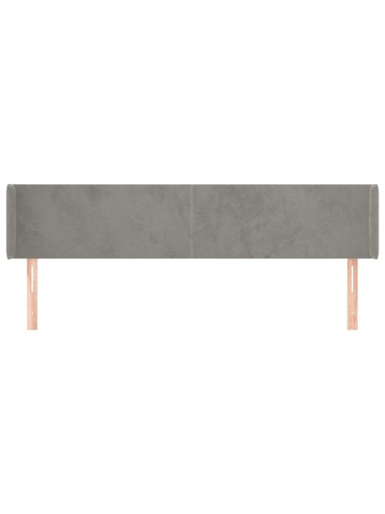Čelo postele typu ušák světle šedé 203x16x78/88 cm samet