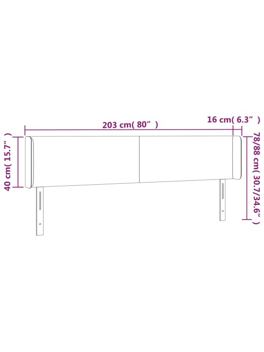 Čelo postele typu ušák tmavě šedé 203x16x78/88 cm samet