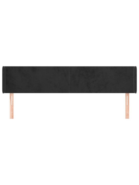 Čelo postele typu ušák černé 203x16x78/88 cm samet