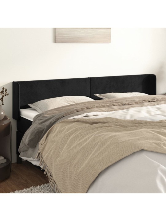 Čelo postele typu ušák černé 203x16x78/88 cm samet