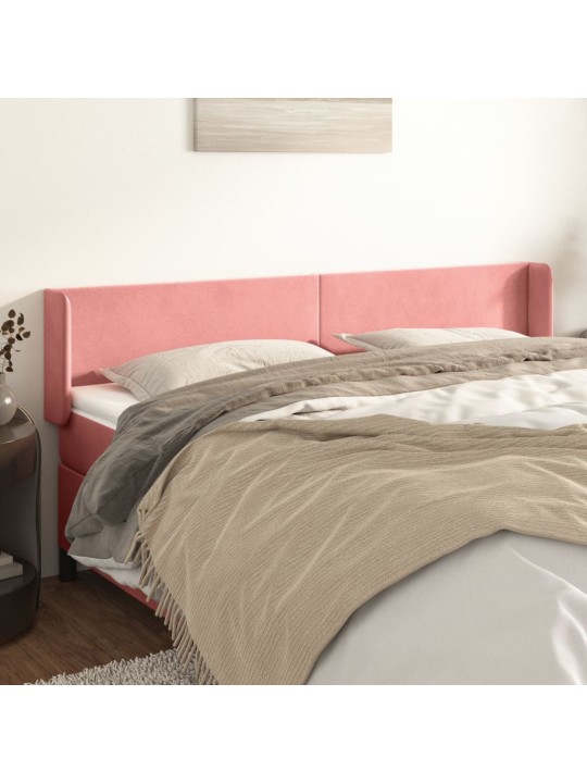 Čelo postele typu ušák růžová 203x16x78/88 cm samet