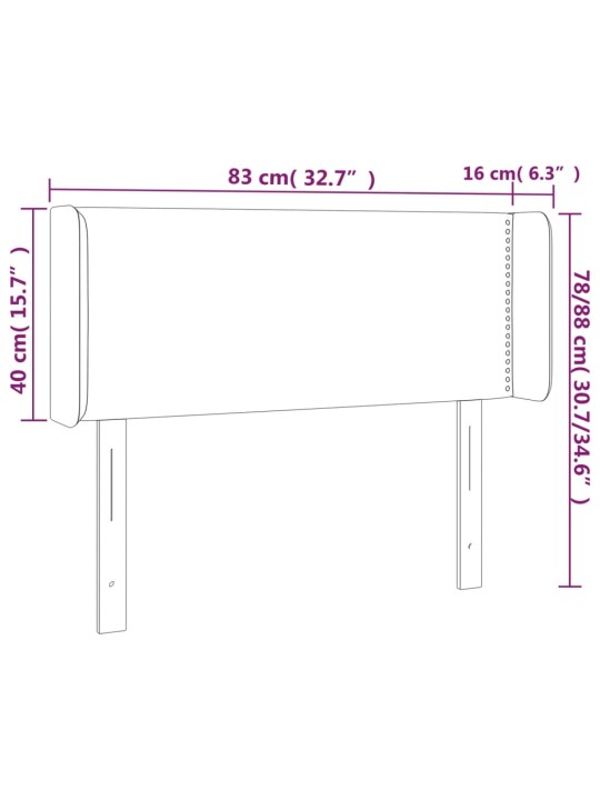 Čelo postele typu ušák tmavě hnědé 83 x 16 x 78/88 cm textil