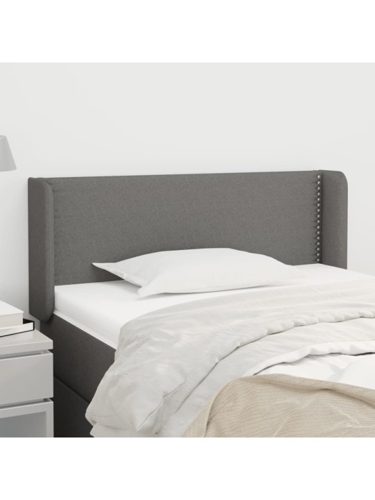 Čelo postele typu ušák tmavě šedé 93x16x78/88 cm textil