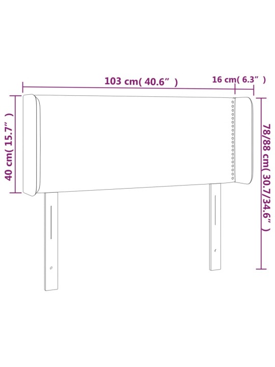 Čelo postele typu ušák tmavě šedé 103x16x78/88 cm textil