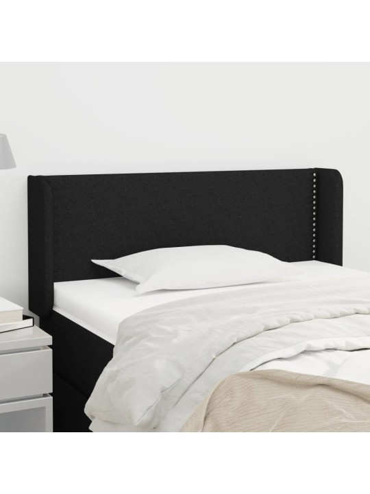 Čelo postele typu ušák černé 103 x 16 x 78/88 cm textil