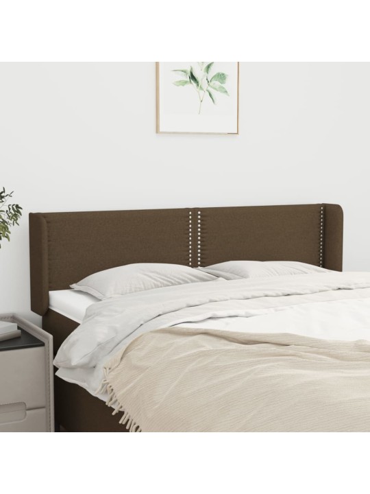 Čelo postele typu ušák tmavě hnědé 147x16x78/88 cm textil
