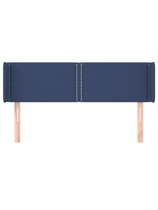 Čelo postele typu ušák modré 147 x 16 x 78/88 cm textil
