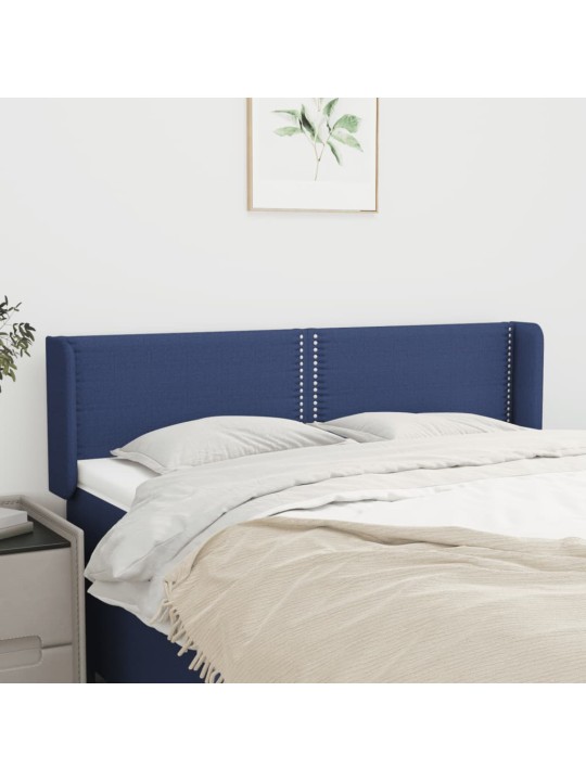 Čelo postele typu ušák modré 147 x 16 x 78/88 cm textil