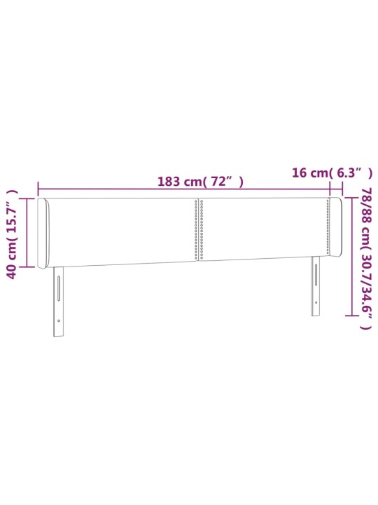 Čelo postele typu ušák tmavě šedé 183x16x78/88 cm textil