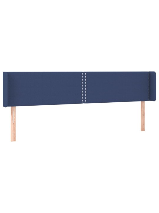 Čelo postele typu ušák modré 183x16x78/88 cm textil