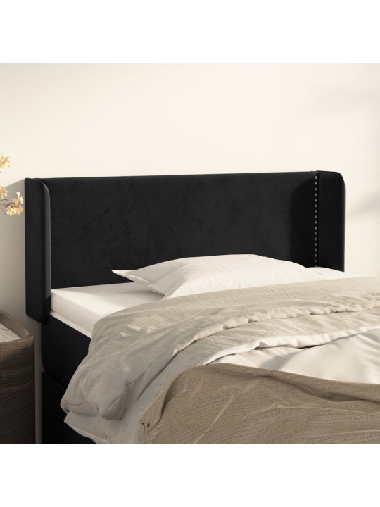 Čelo postele typu ušák černé 83 x 16 x 78/88 cm samet