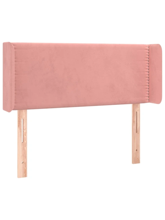 Čelo postele typu ušák růžová 83 x 16 x 78/88 cm samet