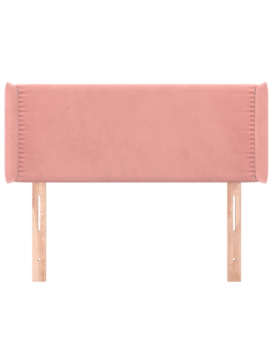 Čelo postele typu ušák růžová 83 x 16 x 78/88 cm samet