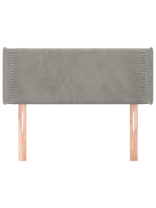 Čelo postele typu ušák světle šedé 93x16x78/88 cm samet