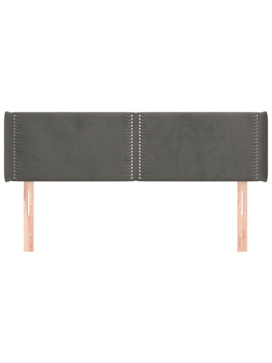 Čelo postele typu ušák tmavě šedé 147x16x78/88 cm samet