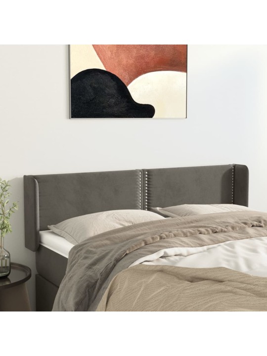 Čelo postele typu ušák tmavě šedé 147x16x78/88 cm samet