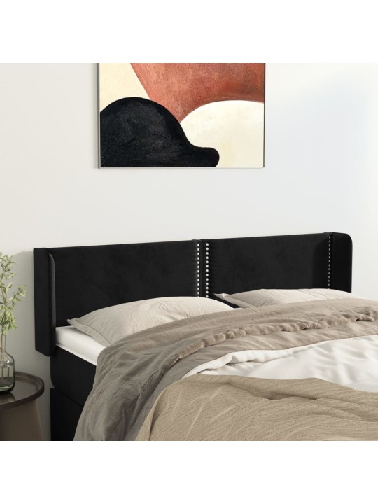 Čelo postele typu ušák černé 147x16x78/88 cm samet