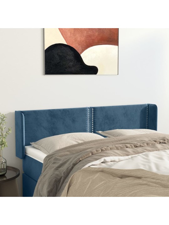 Čelo postele typu ušák tmavě modrá 147x16x78/88 cm samet