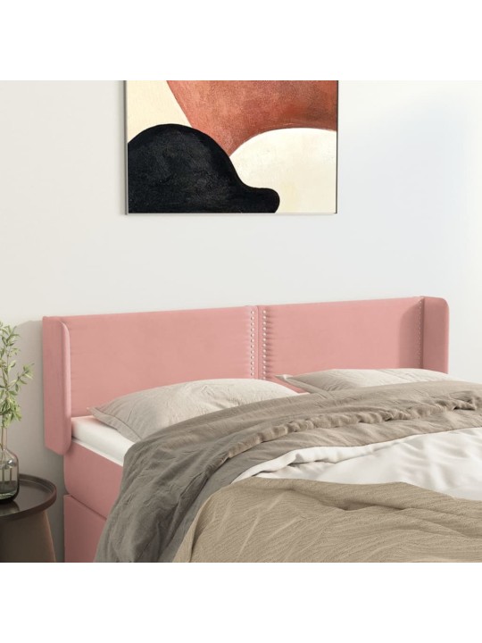 Čelo postele typu ušák růžová 147x16x78/88 cm samet