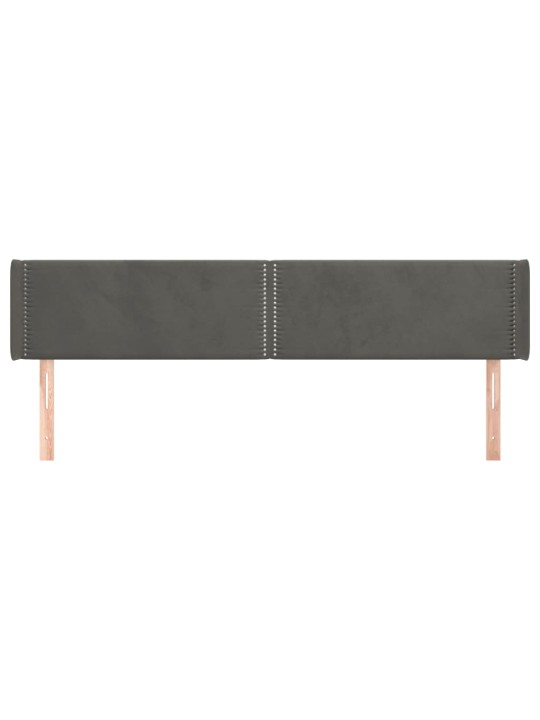 Čelo postele typu ušák tmavě šedé 163x16x78/88 cm samet