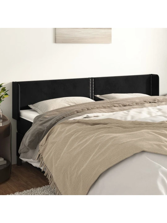 Čelo postele typu ušák černé 163x16x78/88 cm samet