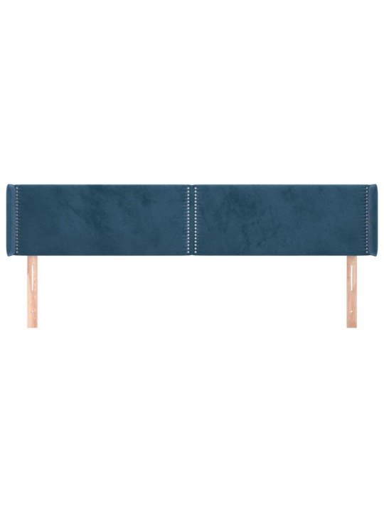 Čelo postele typu ušák tmavě modrá 163x16x78/88 cm samet