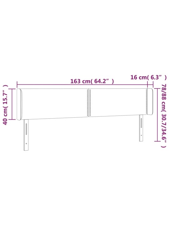 Čelo postele typu ušák tmavě modrá 163x16x78/88 cm samet