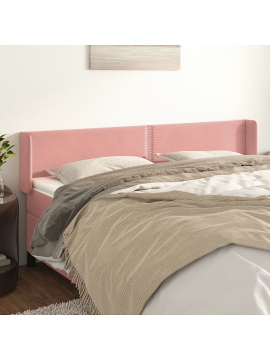 Čelo postele typu ušák růžová 163x16x78/88 cm samet