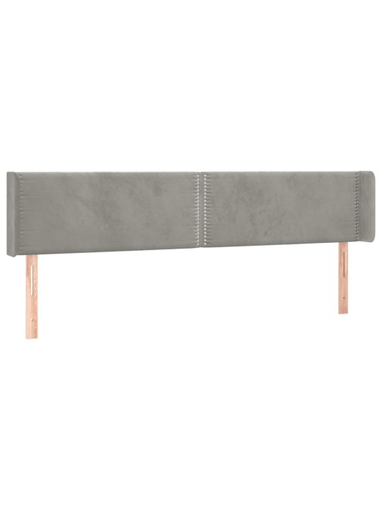 Čelo postele typu ušák světle šedé 183x16x78/88 cm samet