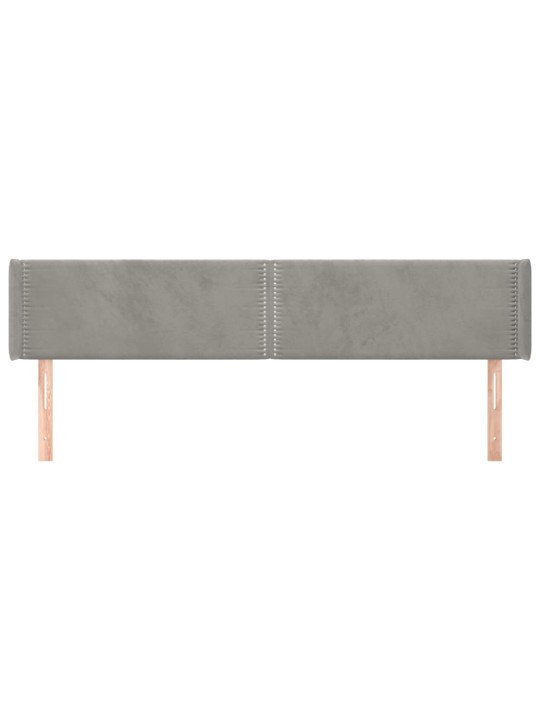 Čelo postele typu ušák světle šedé 183x16x78/88 cm samet