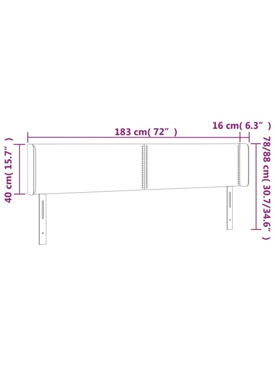 Čelo postele typu ušák tmavě modrá 183x16x78/88 cm samet
