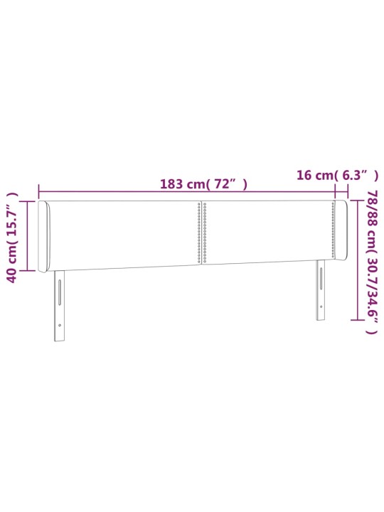 Čelo postele typu ušák růžová 183x16x78/88 cm samet