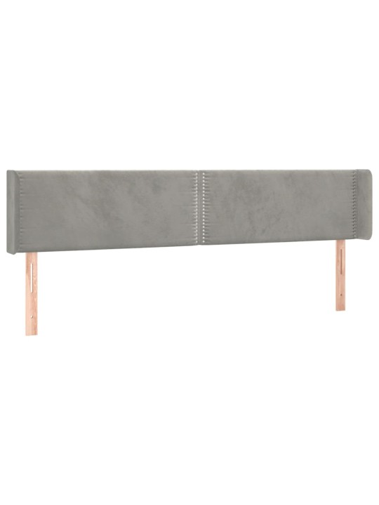 Čelo postele typu ušák světle šedé 203x16x78/88 cm samet